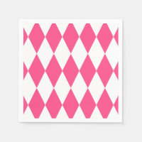 Pink White Harlequin Diamonds Checkers Design