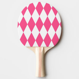 Pink White Harlequin Diamonds Checkers Design Ping Pong Paddle