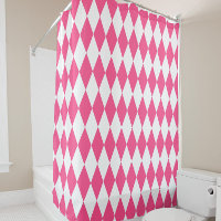 Pink White Harlequin Diamonds Checkers Design 