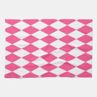 Pink White Harlequin Diamonds Checkers Design