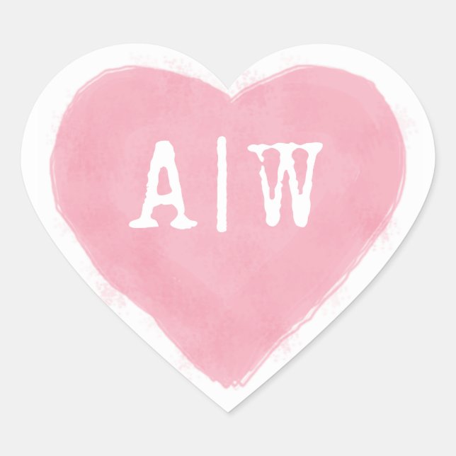 Pink White Heart Monogram Wedding Envelope Seal (Front)