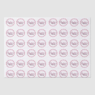 Pink & white heart petal personalised christening tissue paper