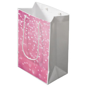 Pink White Hearts Birthday Medium Gift Bag