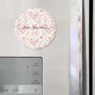 Pink White Hearts Magnet