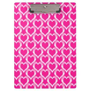 Pink White Hearts Pattern Clipboard