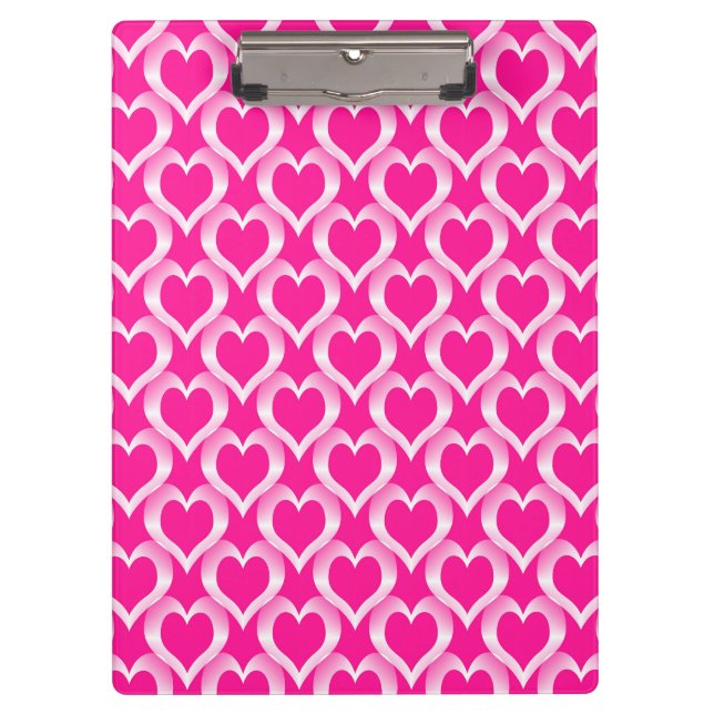 Pink White Hearts Pattern Clipboard (Front)