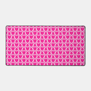 Pink White Hearts Pattern Desk Mat