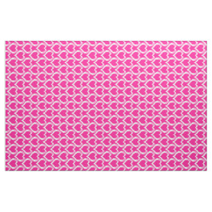 Pink White Hearts Pattern Fabric