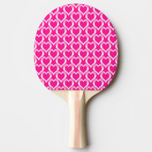 Pink White Hearts Pattern Ping Pong Paddle
