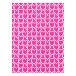 Pink White Hearts Pattern Tablecloth