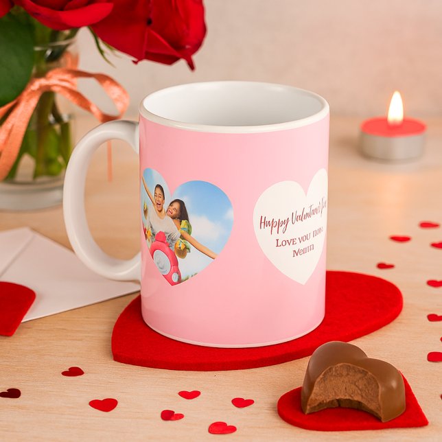 Pink white hearts photo Valentine's Day Coffee Mug (Creator Uploaded)