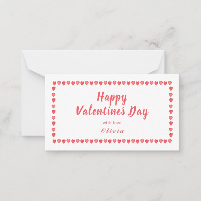 Pink & White hearts Valentines Day mini  Card (Front)