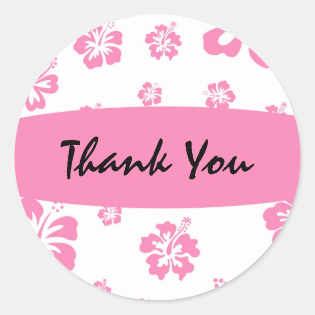 Pink & White Hibiscus Flower Floral Sticker (Front)