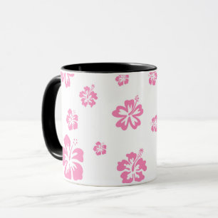 Pink & White Hibiscus Flower Personalised Custom Mug