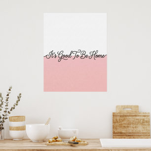 Pink & White Home Quote Cursive Wall Art