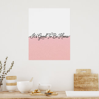 Pink & White Home Quote Cursive Wall Art