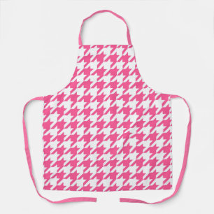 Pink White Houndstooth Check Design Apron