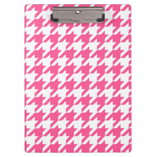 Pink White Houndstooth Check Design Clipboard