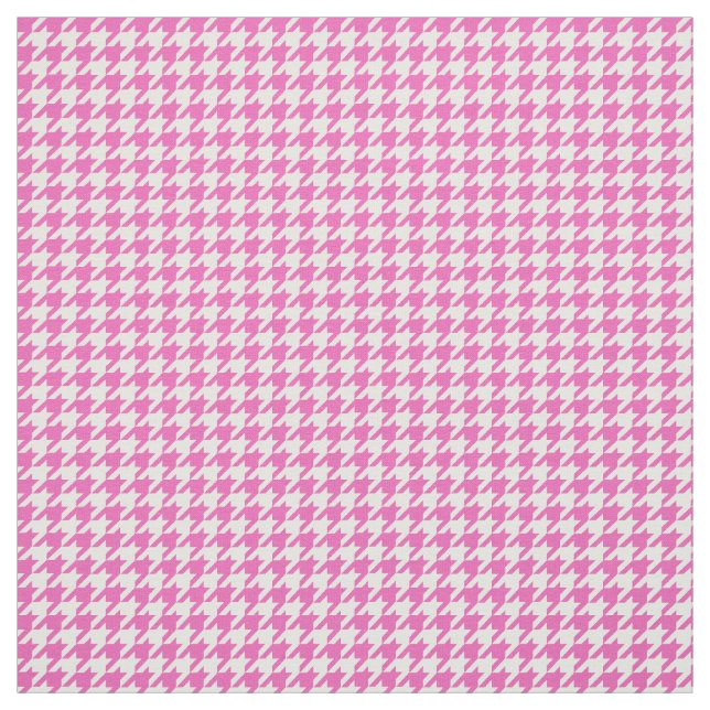 Pink White Houndstooth Pattern Fabric (Swatch)