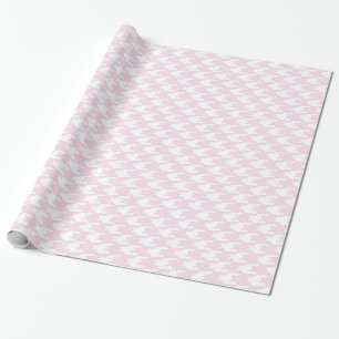 Pink & White Houndstooth Pattern Wrapping Paper