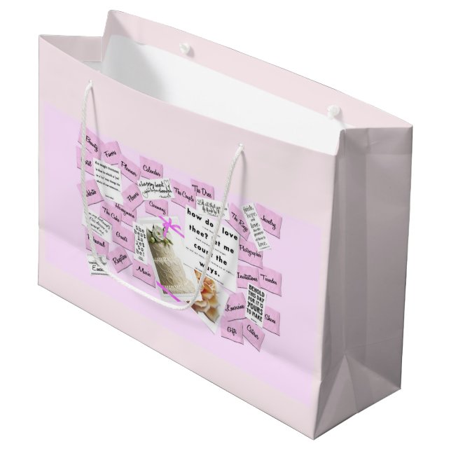 Pink & White How Do I Love Thee Gift Bag (Front Angled)