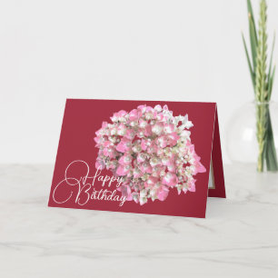Pink/White Hydrangea Blush Backdrop Happy Birthday Card