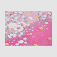 Pink White Japanese Kimono Floral Decoupage