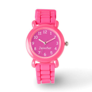 Pink & White Kid's Watch, Pink Glitter Strap Watch
