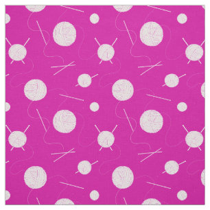 Pink White Knitting Lover's Patterned Fabric
