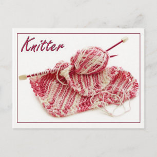 Pink/White Knitting Still Life Photography Postcard