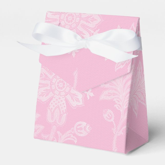 Pink White Lacey Floral Favour Box (Front Side)
