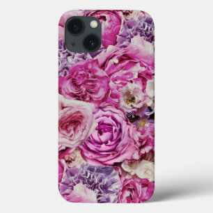 Pink White Lavender Rose Flowers Pattern iPhone 13 Case
