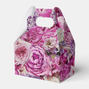 Pink White Lavender Rose Flowers Pattern Favour Box