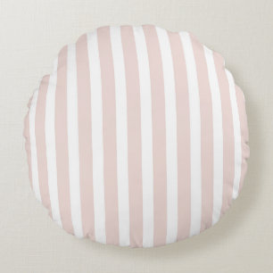 Pink White Lavender Stripes Round Cushion