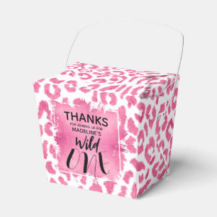 Pink White Leopard 1st Birthday Favour Box