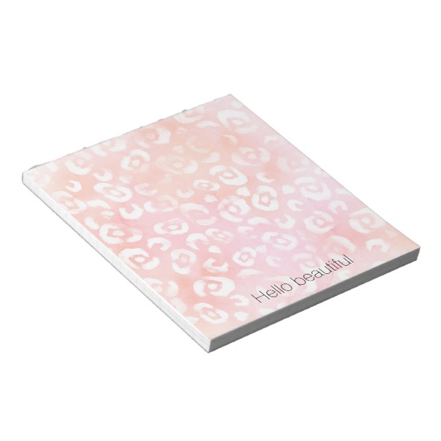 Pink White Leopard Gold Glitter   Notepad (Angled)