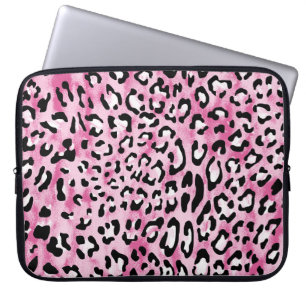 Pink White Leopard Pattern. Laptop Sleeve