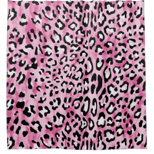 Pink White Leopard Pattern. Shower Curtain