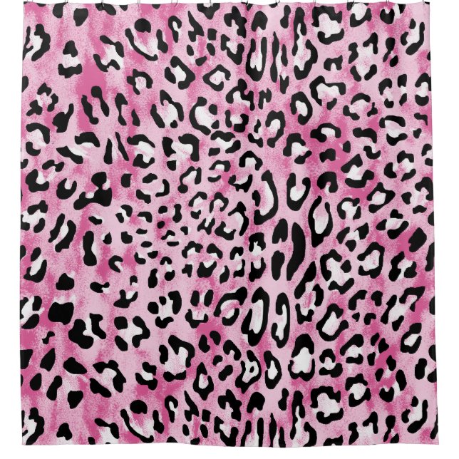 Pink White Leopard Pattern. Shower Curtain (Front)