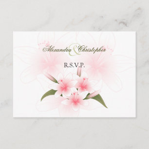 Pink & White Lilies Wedding RSVP Card