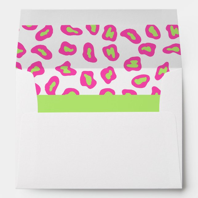 Pink, White & Lime Green Zebra & Cheetah Skin Envelopes (Back (Bottom))