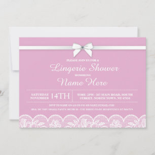Pink White Lingerie Bridal Shower Lace Invitation