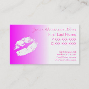 Pink white lipstick mark fade business cards