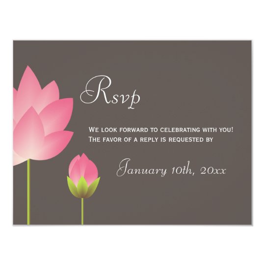 Pink white lotus flowers wedding rsvp response card