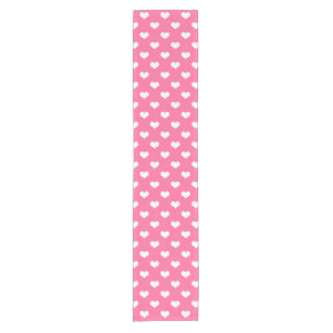 Pink White Love Heart Pattern Design  Short Table Runner