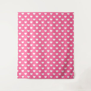 Pink White Love Heart Pattern Design Tapestry