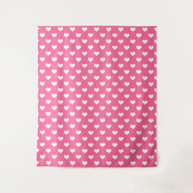 Pink White Love Heart Pattern Design  Tapestry (Front)
