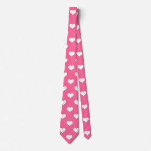 Pink White Love Heart Pattern Design  Tie