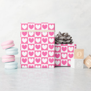 Pink & White Love Hearts Valentine's Day Wrapping Paper