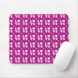 PINK & WHITE LOVE WITH HEARTS MOUSE PAD